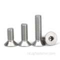 Stainless steel din7991 hex soket countersunk sekrup kepala datar